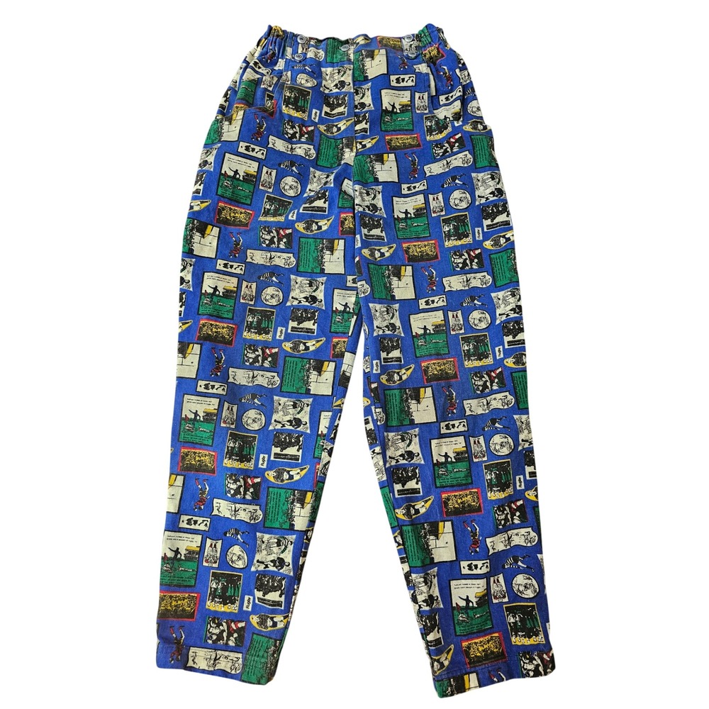 Vintage Crazy Horse 2 Piece Pant Set Womens Size 8 Rugby Comic Print Denim 90s - Picture 4 of 16
